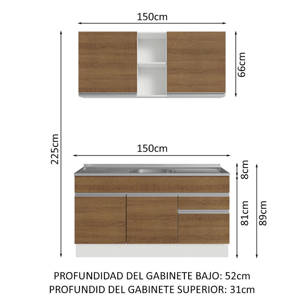 Foto 4 pulgar | Cocina Integral Modular Madesa Glamy Con Tarja 150cm