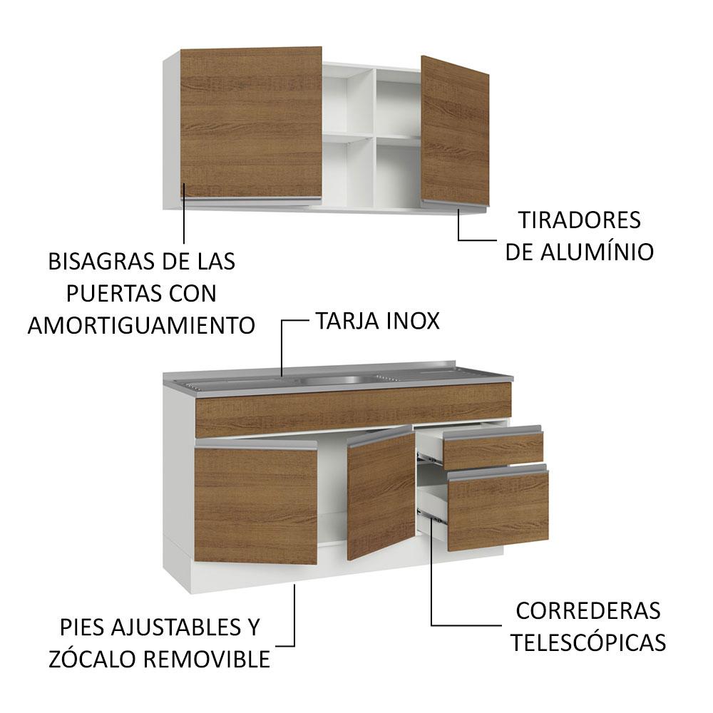 Foto 5 pulgar | Cocina Integral Modular Madesa Glamy Con Tarja 150cm