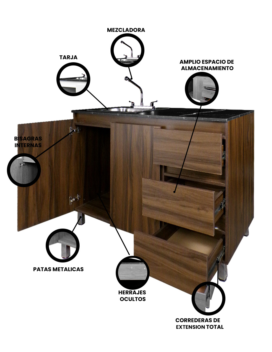 Foto 3 | Cocina Integral Premium Modelo Clavel Encimera Con Tarja