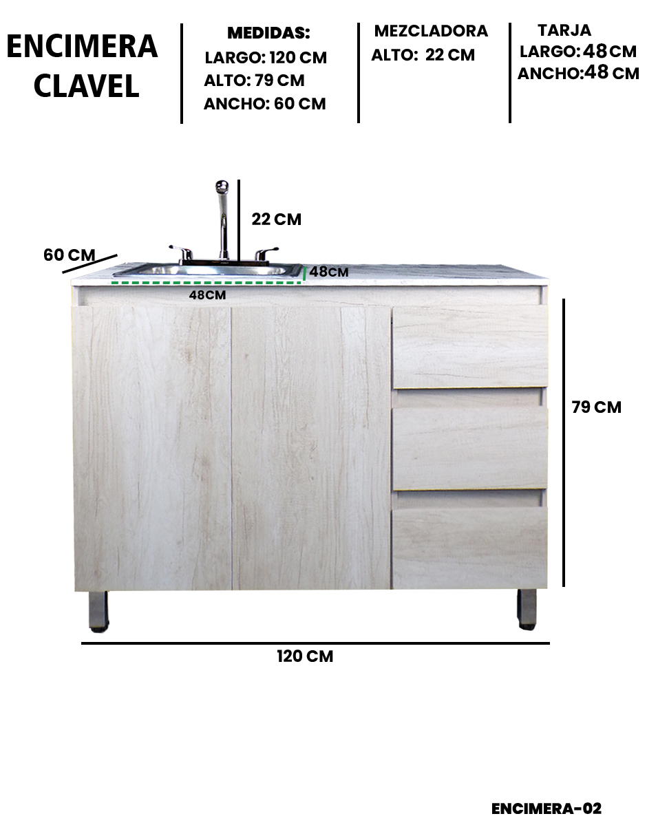 Foto 6 pulgar | Cocina Integral Premium Modelo Clavel Encimera Con Tarja