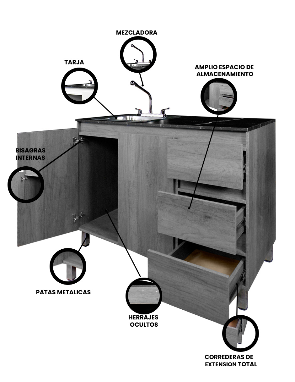 Foto 3 | Cocina Integral Premium Modelo Clavel Encimera Con Tarja