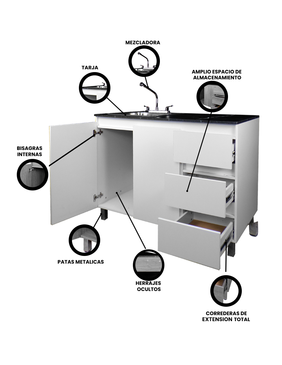 Foto 3 | Cocina Integral Premium Modelo Clavel Encimera Con Tarja