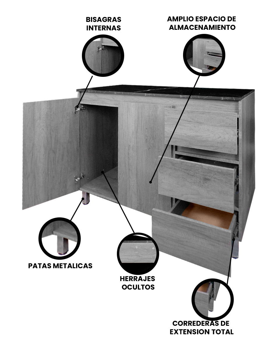 Foto 4 pulgar | Cocina Integral Completa Premium Gardenia Para Tarja