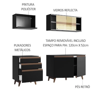 Foto 4 | Cocina Integral Completa Modular Madesa Reims 180cm Negro 1