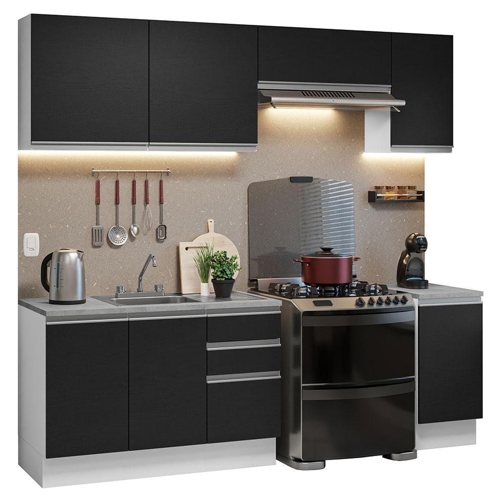 Cocina Integral Con Acessorios 240cm Glamy Blanco/negro
