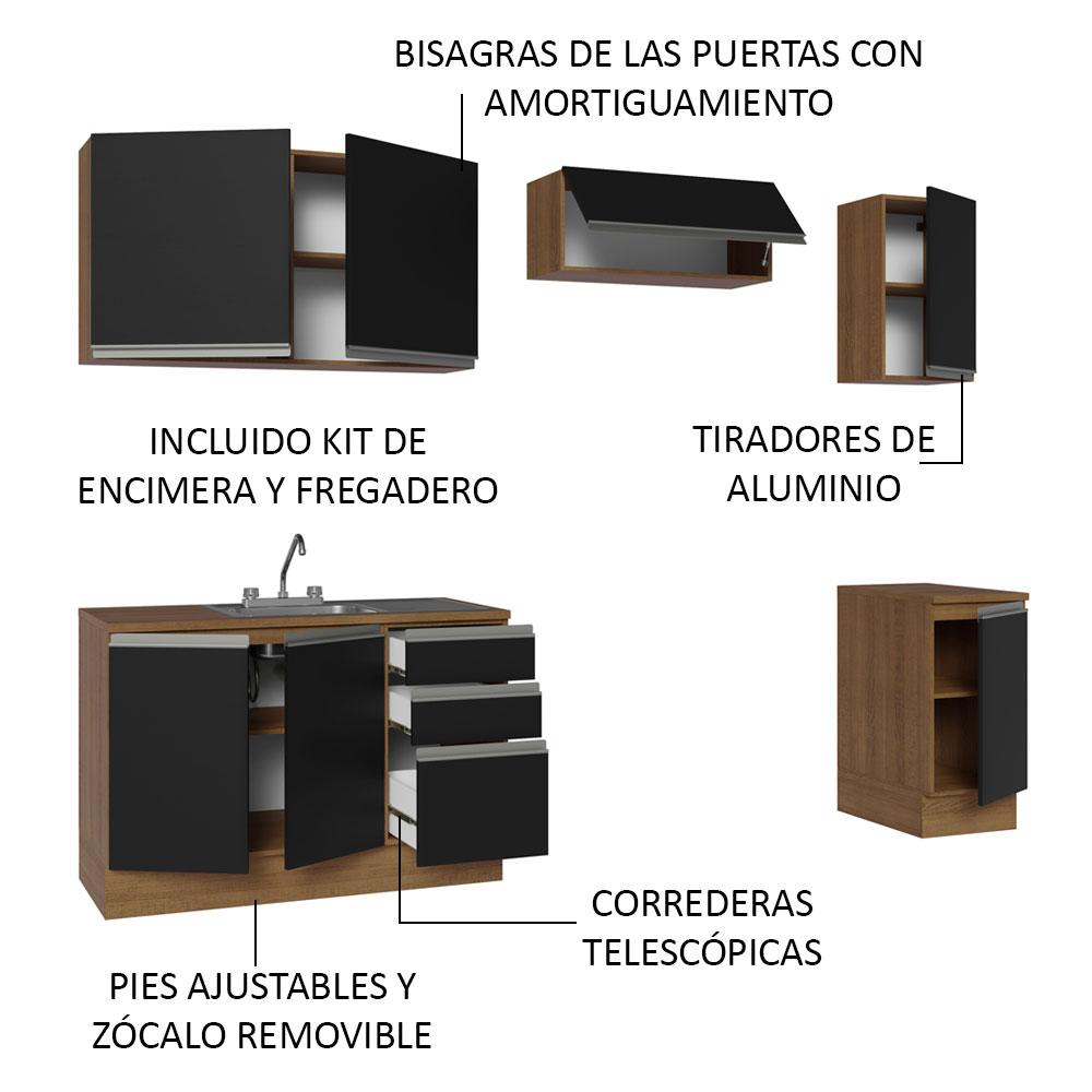 Foto 5 pulgar | Cocina Integral Con Acessorios 240cm Glamy Marrón/negro