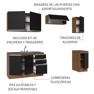 Foto 4 | Cocina Integral Con Acessorios 240cm Glamy Marrón/negro