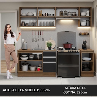 Foto 5 | Cocina Integral Con Acessorios 240cm Glamy Marrón/negro