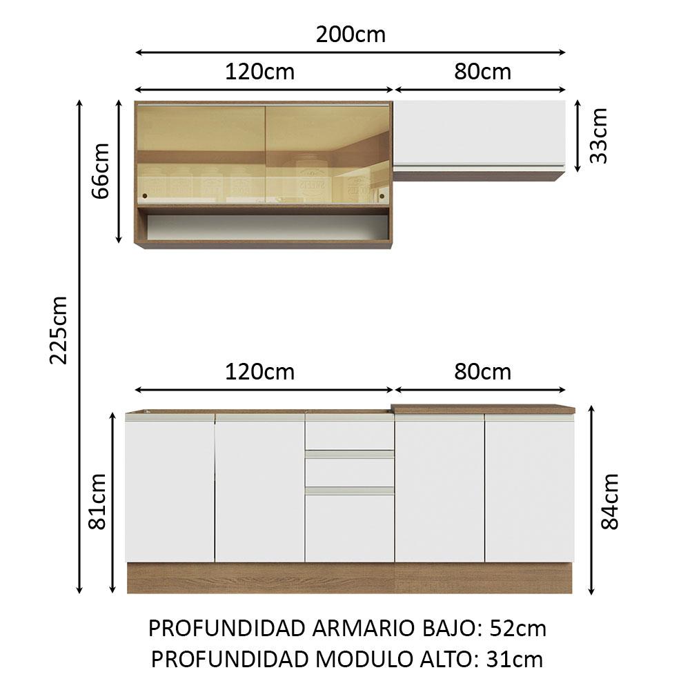 Foto 3 | Cocina Integral Completa Madesa Glamy 200cm Con Tarja Mb