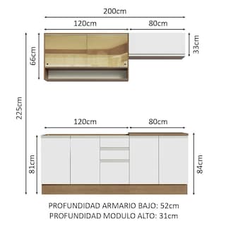 Foto 3 | Cocina Integral Completa Madesa Glamy 200cm Con Tarja Mb