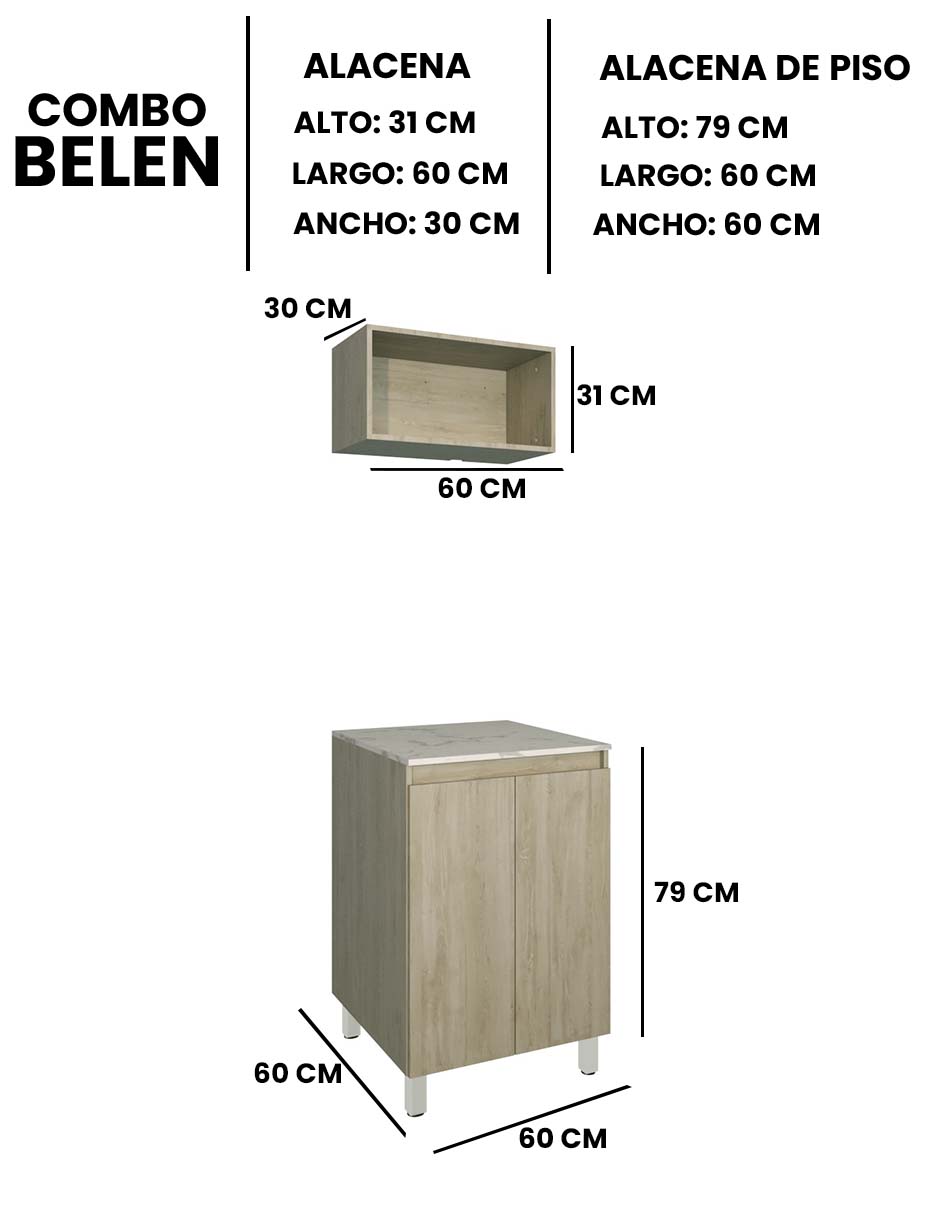 Foto 7 pulgar | Cocina Integral Con Gabinete Inferior Y Alacena Modelo BELEN