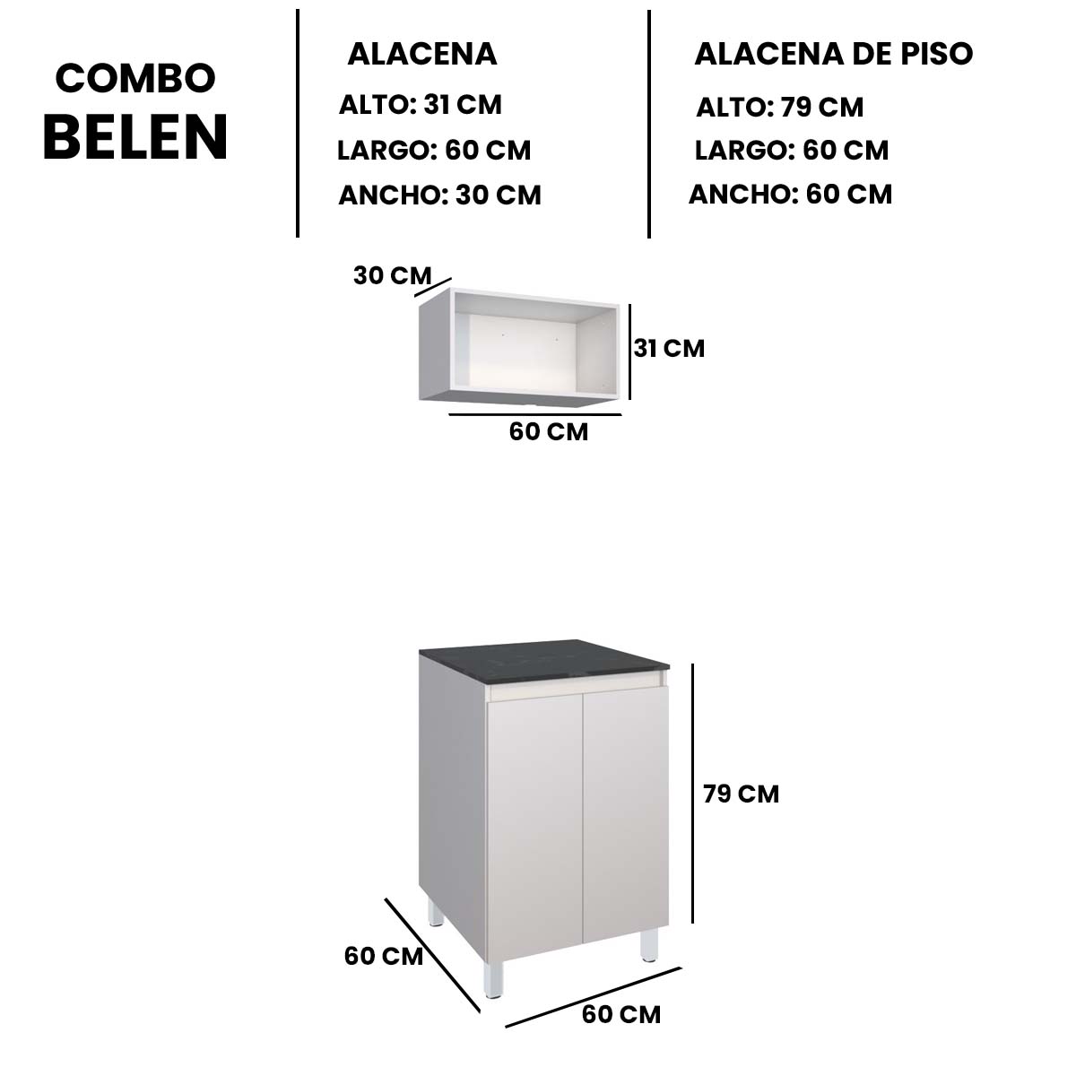 Foto 7 pulgar | Cocina Integral Con Gabinete Inferior Y Alacena Modelo BELEN