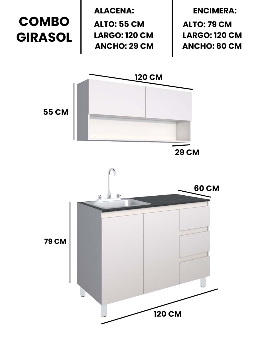 Foto 6 | Cocina Integral Con Alacena Inferior Y Superior Modelo Girasol