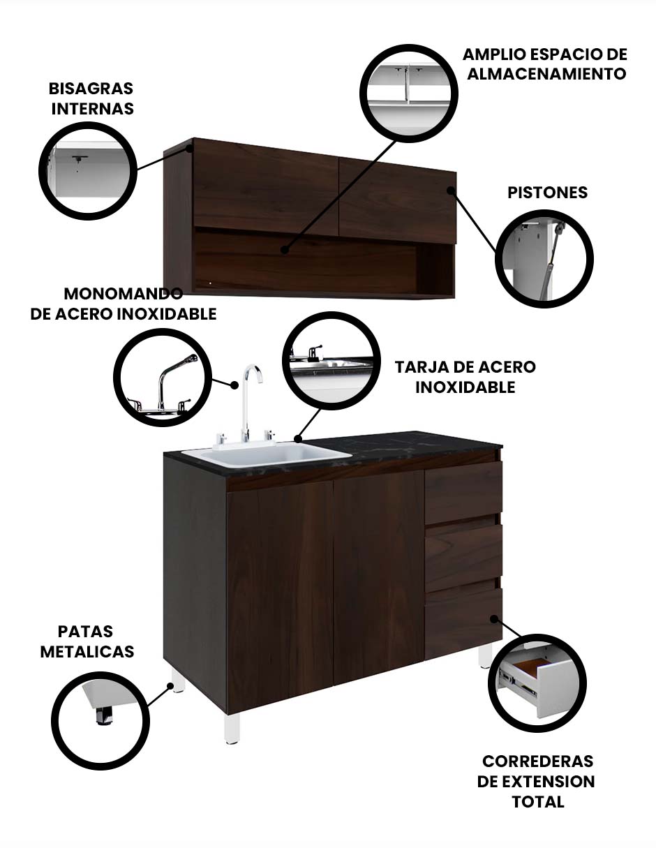 Foto 3 | Cocina Integral Con Alacena Inferior Y Superior Modelo Girasol