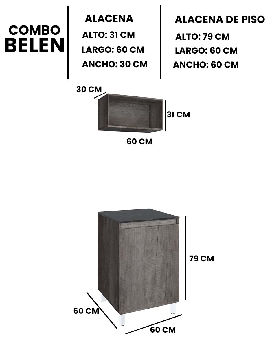 Foto 7 pulgar | Cocina Integral Con Gabinete Inferior Y Alacena Modelo BELEN