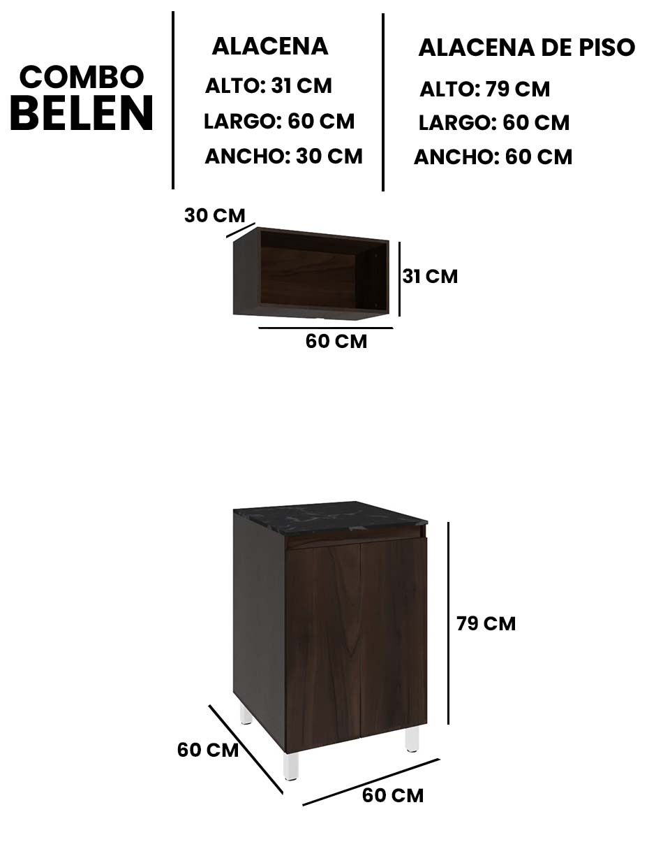 Foto 7 pulgar | Cocina Integral Con Gabinete Inferior Y Alacena Modelo BELEN