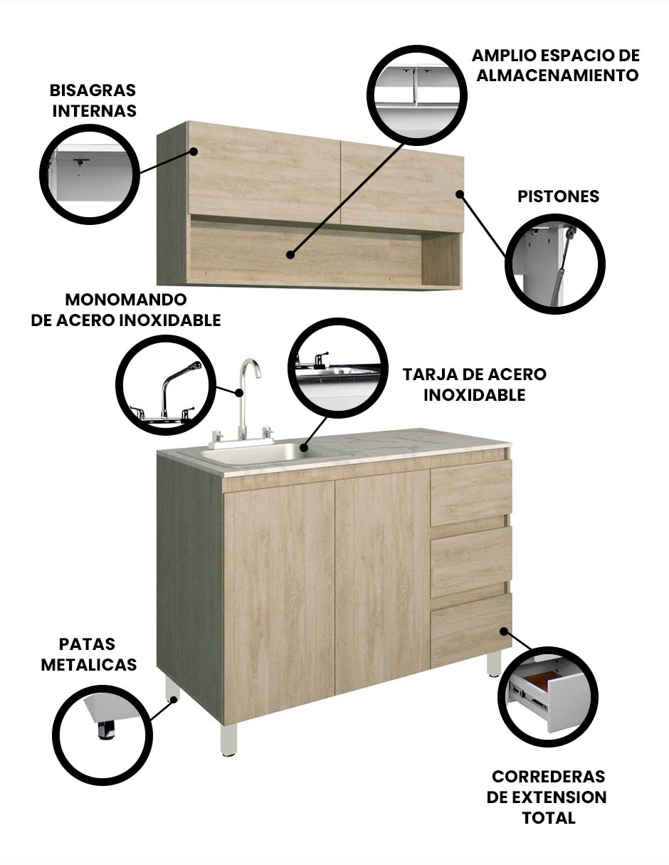 Foto 4 pulgar | Cocina Integral Con Alacena Inferior Y Superior Modelo Girasol