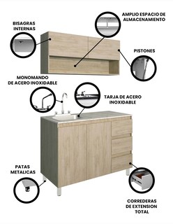 Foto 3 | Cocina Integral Con Alacena Inferior Y Superior Modelo Girasol