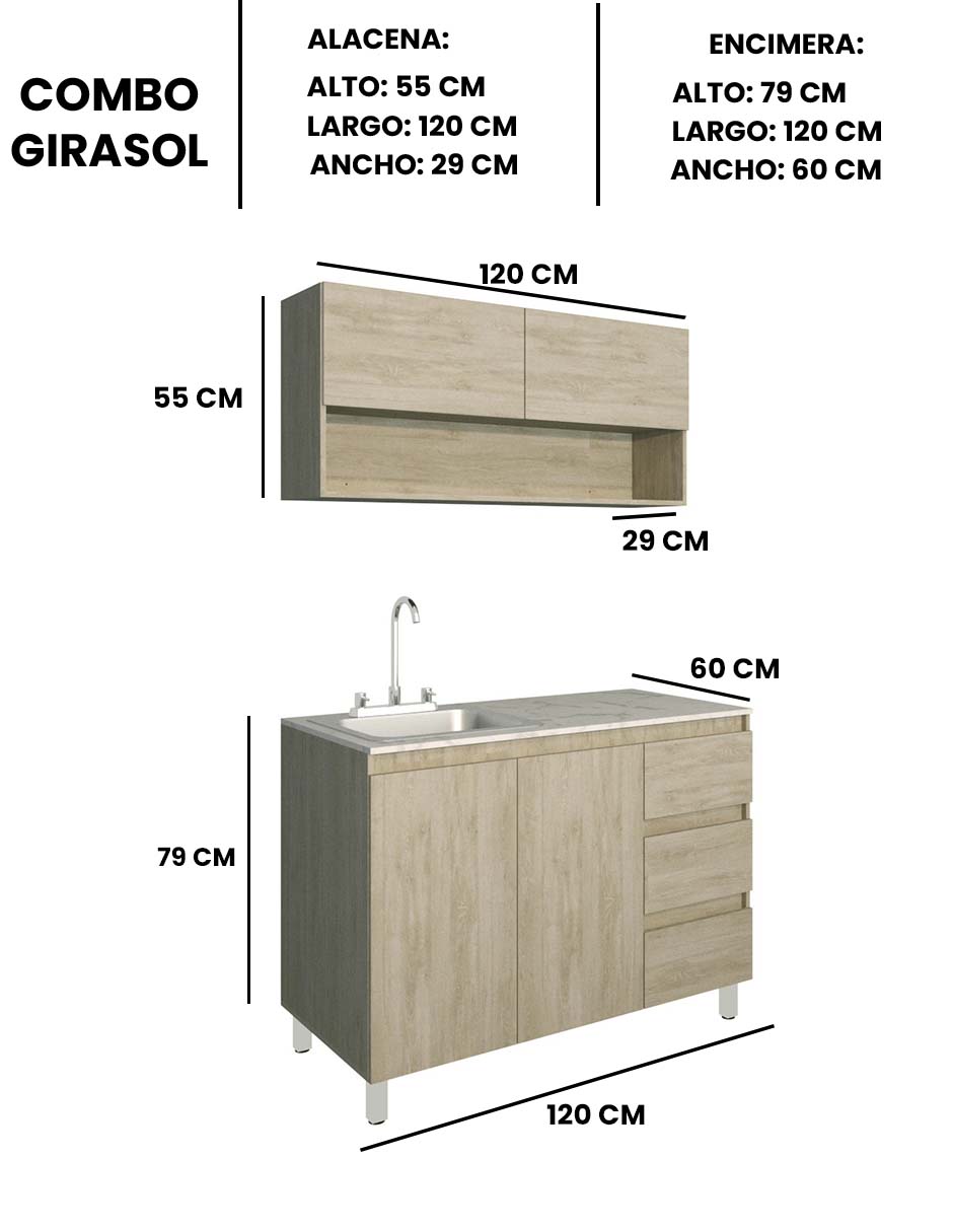 Foto 6 | Cocina Integral Con Alacena Inferior Y Superior Modelo Girasol