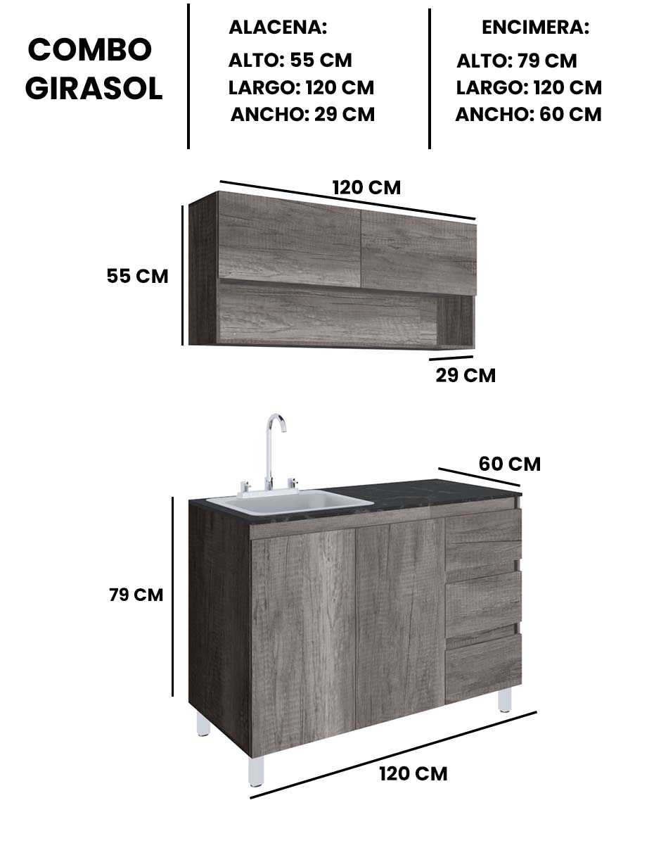 Foto 6 | Cocina Integral Con Alacena Inferior Y Superior Modelo Girasol