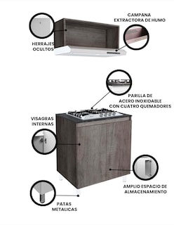 Foto 3 | Cocina Integral Completa Decomobil Con Parrilla Y Campana Modelo Petunia