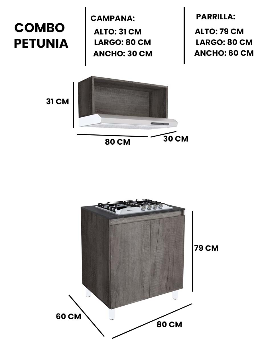 Foto 7 pulgar | Cocina Integral Completa Decomobil Con Parrilla Y Campana Modelo Petunia