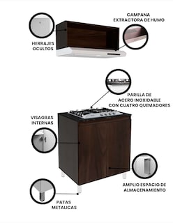 Foto 3 | Cocina Integral Completa Decomobil Con Parrilla Y Campana Modelo Petunia