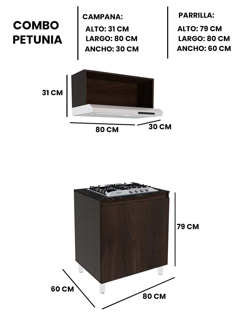 Foto 7 pulgar | Cocina Integral Completa Decomobil Con Parrilla Y Campana Modelo Petunia