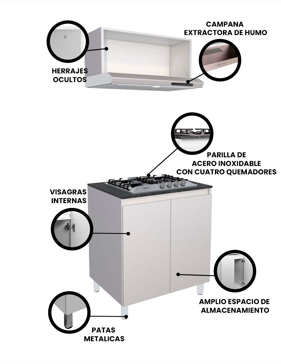 Foto 4 pulgar | Cocina Integral Completa Decomobil Con Parrilla Y Campana Modelo Petunia