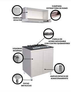 Foto 3 | Cocina Integral Completa Decomobil Con Parrilla Y Campana Modelo Petunia