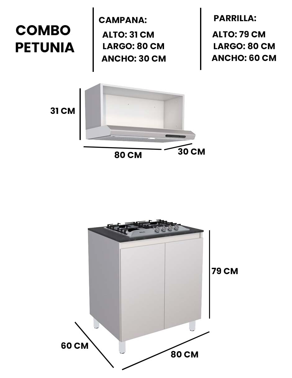 Foto 7 pulgar | Cocina Integral Completa Decomobil Con Parrilla Y Campana Modelo Petunia