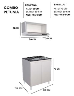 Foto 6 | Cocina Integral Completa Decomobil Con Parrilla Y Campana Modelo Petunia