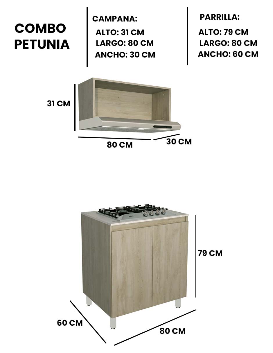 Foto 7 pulgar | Cocina Integral Completa Decomobil Con Parrilla Y Campana Modelo Petunia