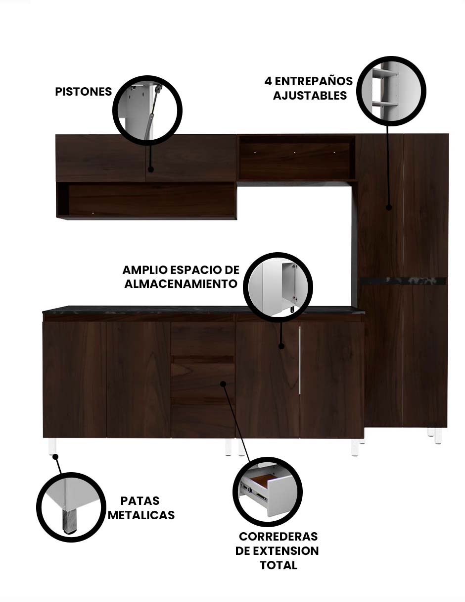 Foto 3 | Cocina Integral Premium Decomobil Orquídea para Tarja Minimalista