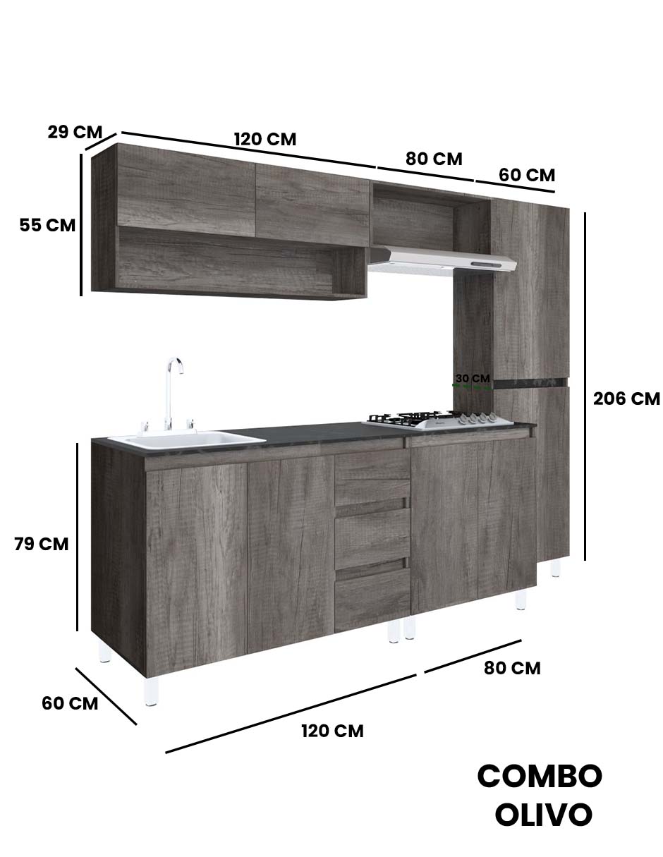 Foto 8 | Cocina Integral Decomobil Olivo Gris