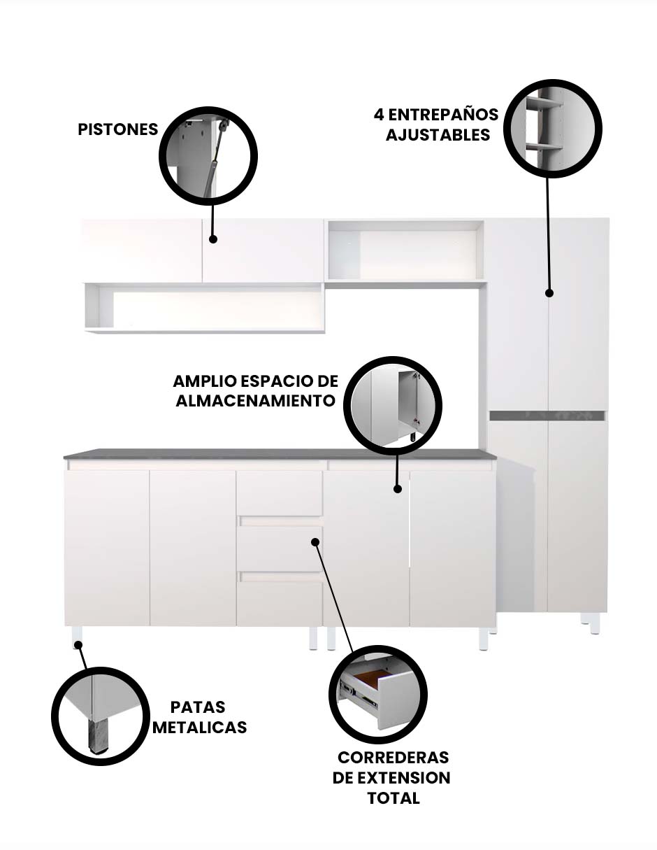 Foto 3 | Cocina Integral Premium Decomobil Orquídea para Tarja Minimalista