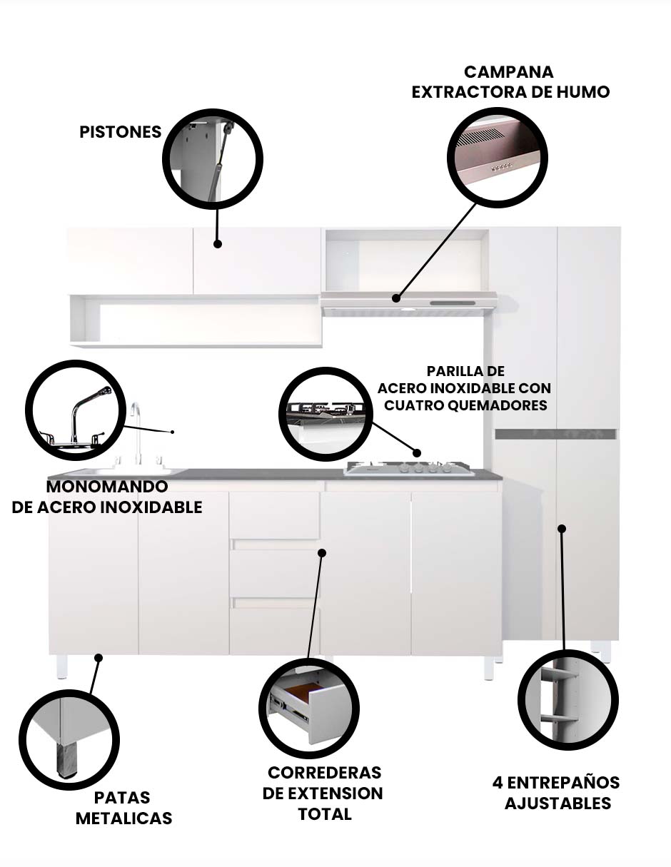 Foto 3 | Cocina Integral Decomobil Olivo Blanca