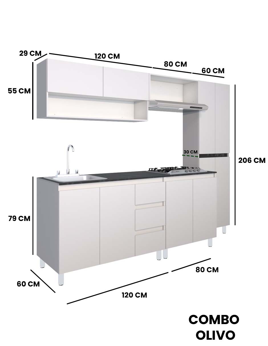 Foto 8 | Cocina Integral Decomobil Olivo Blanca