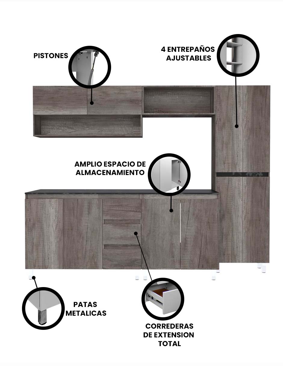 Foto 4 pulgar | Cocina Integral Premium Decomobil Orquídea para Tarja Minimalista