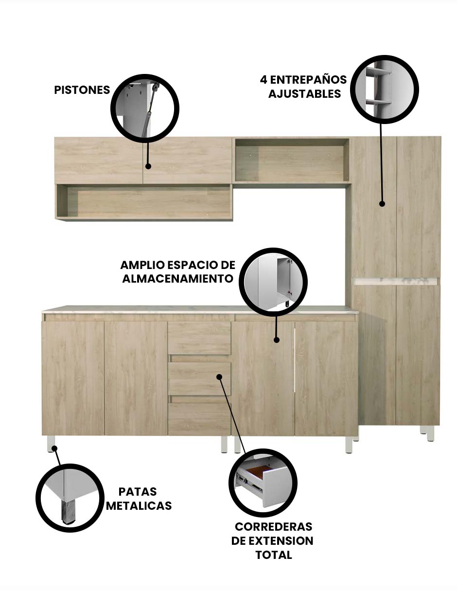 Foto 3 | Cocina Integral Premium Decomobil Orquídea para Tarja Minimalista