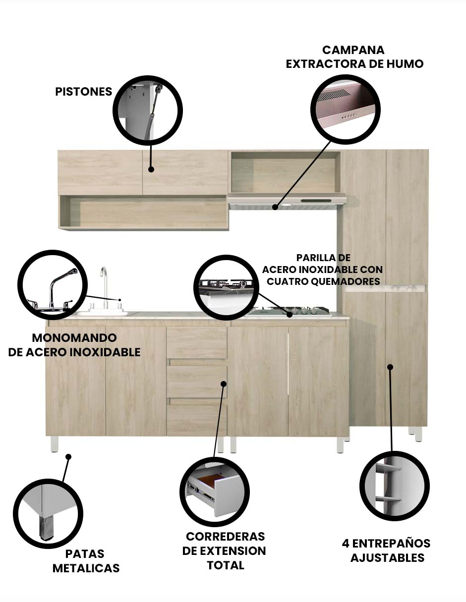 Foto 3 | Cocina Integral Decomobil Olivo Beige