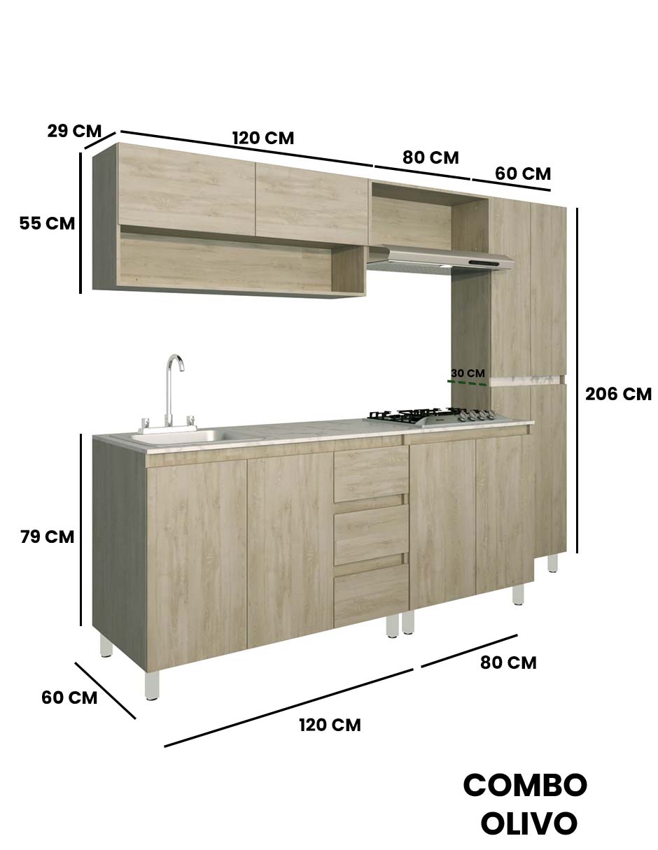 Foto 9 pulgar | Cocina Integral Decomobil Olivo Beige