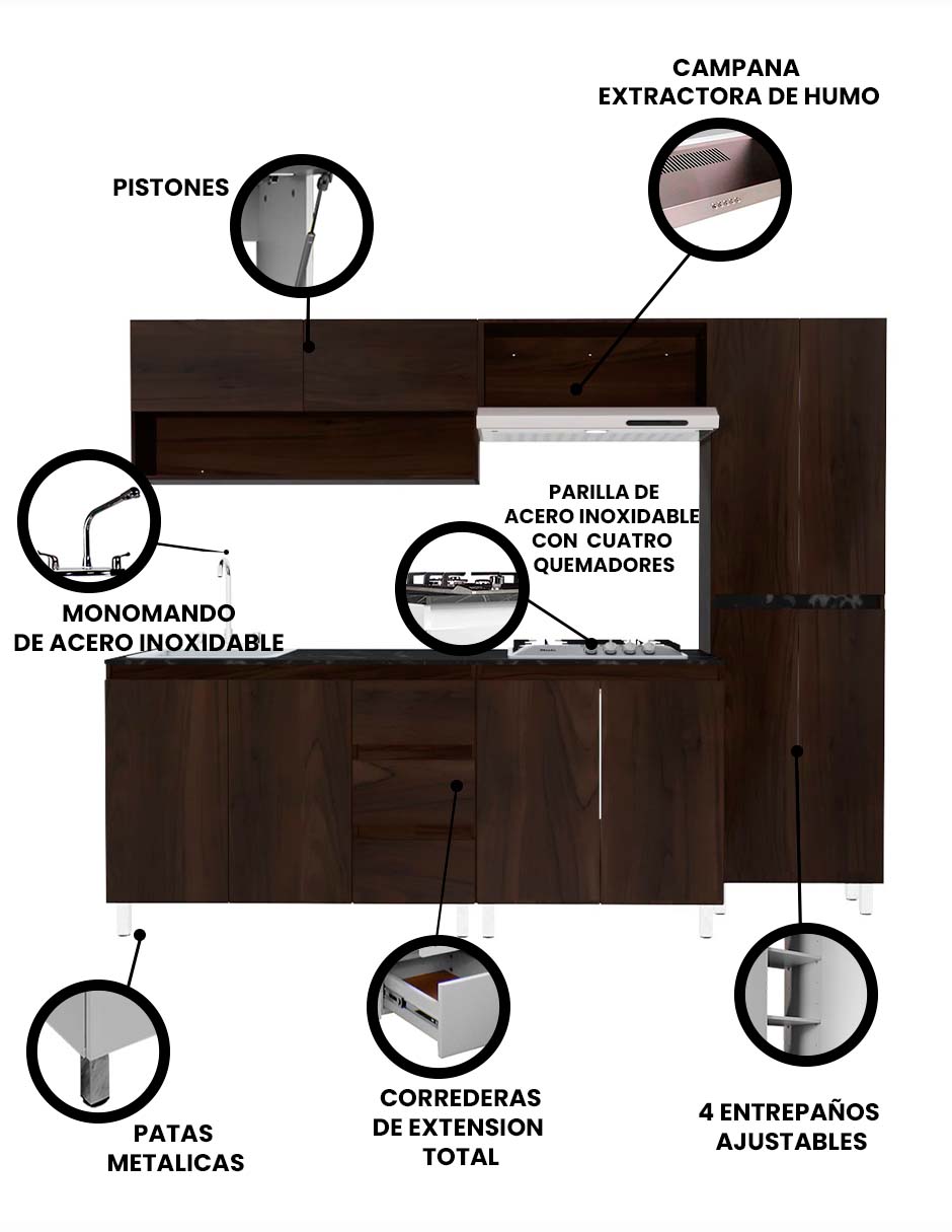 Foto 4 pulgar | Cocina Integral Decomobil Olivo Marrón