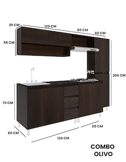 Foto 8 | Cocina Integral Decomobil Olivo Marrón