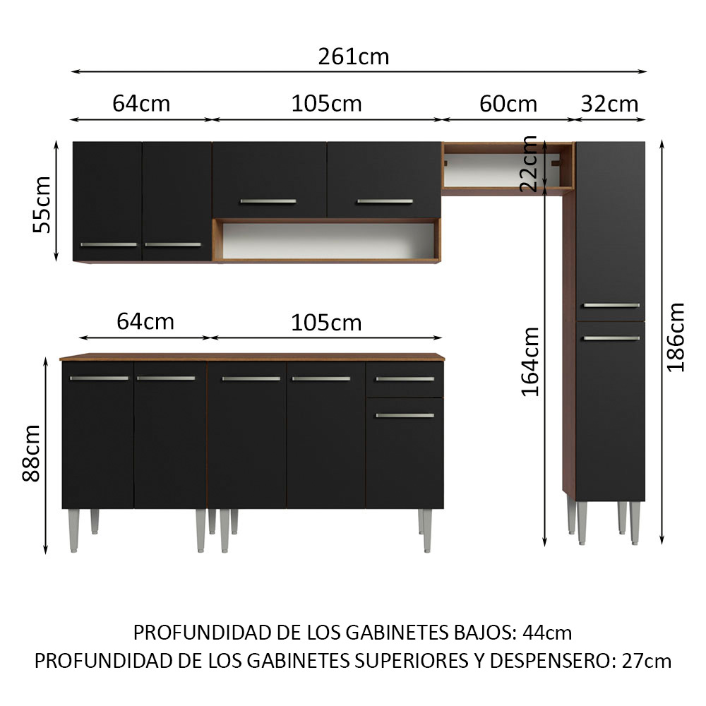 Foto 3 | Cocina Integral Completa Modular Madesa Emilly 261 cm Mn 09