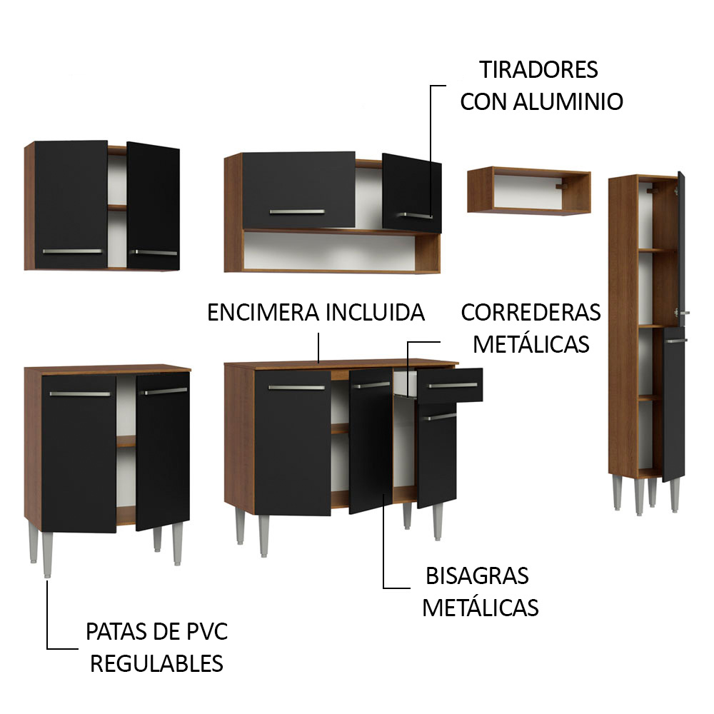 Foto 5 pulgar | Cocina Integral Completa Modular Madesa Emilly 261 cm Mn 09