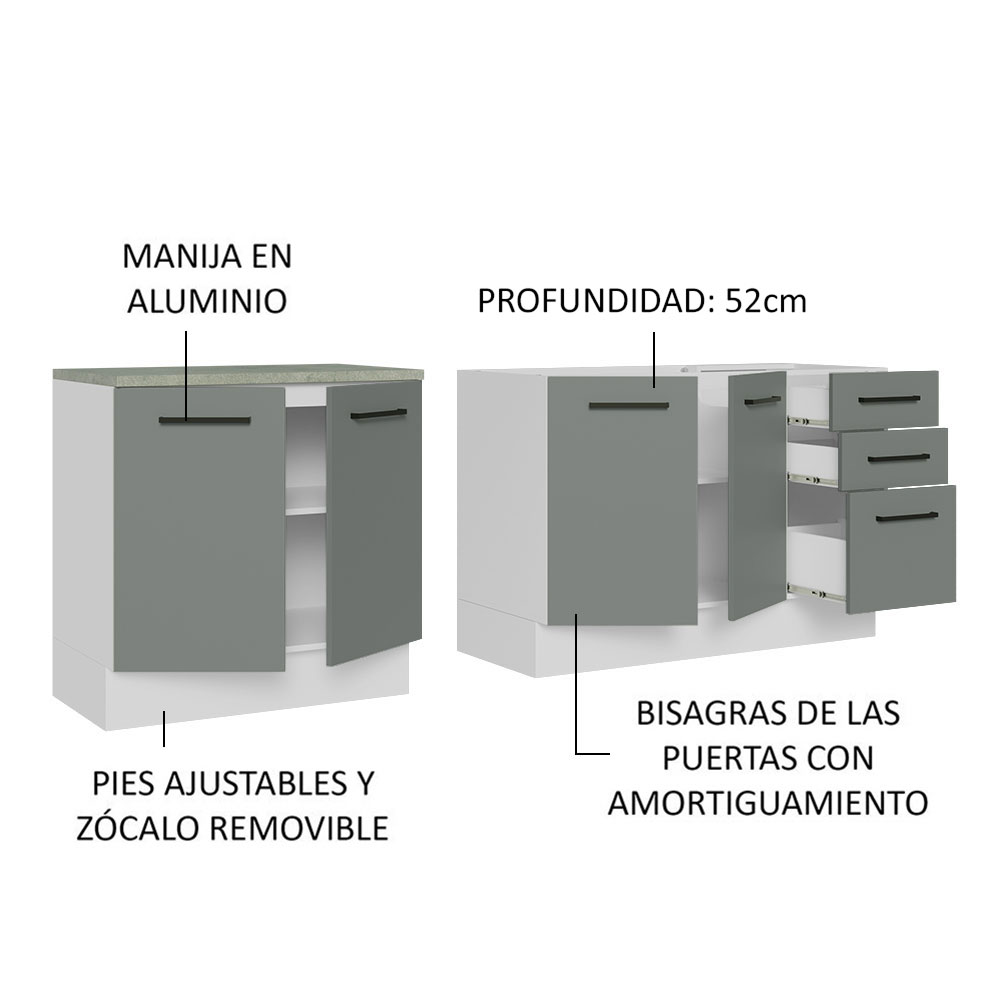 Foto 5 pulgar | Kit de Cocina 200cm Glamy Madesa Bg