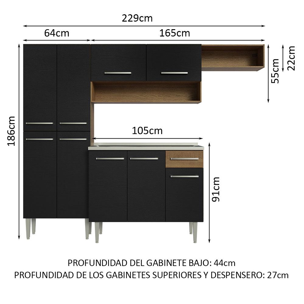 Foto 4 pulgar | Cocina Integral Madesa Negra con Tarja