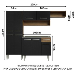 Foto 3 | Cocina Integral Madesa Negra con Tarja