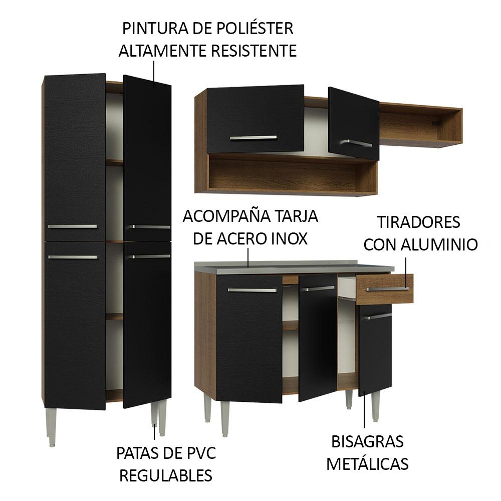 Foto 5 pulgar | Cocina Integral Madesa Negra con Tarja